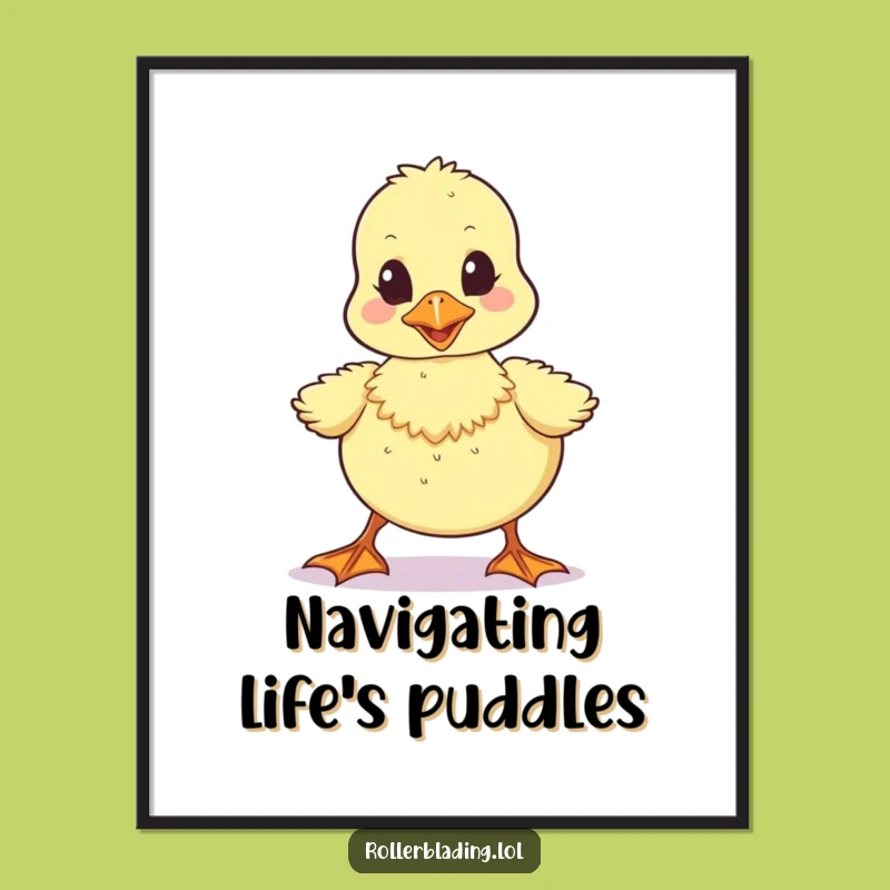 Funny Wobbly Duckling Digital Art - Unsteady Print, Adorable Charm, Hilarious Decor