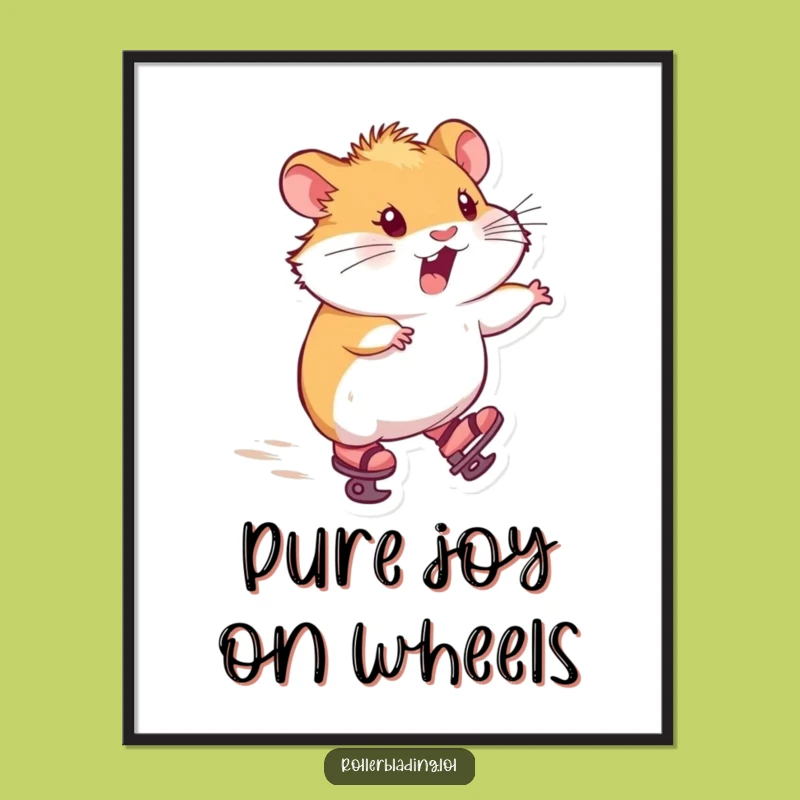 Funny Skating Hamster Digital Art: Download Joy and Laughter for Your Walls