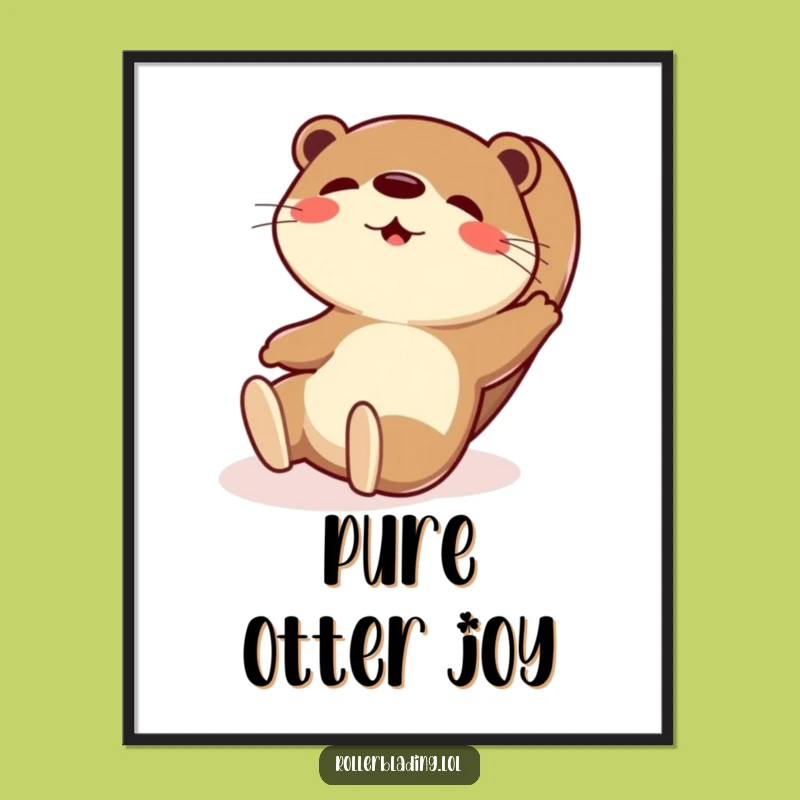 Funny Otter Sliding Digital Art Print - Playful Exaggerated Decor