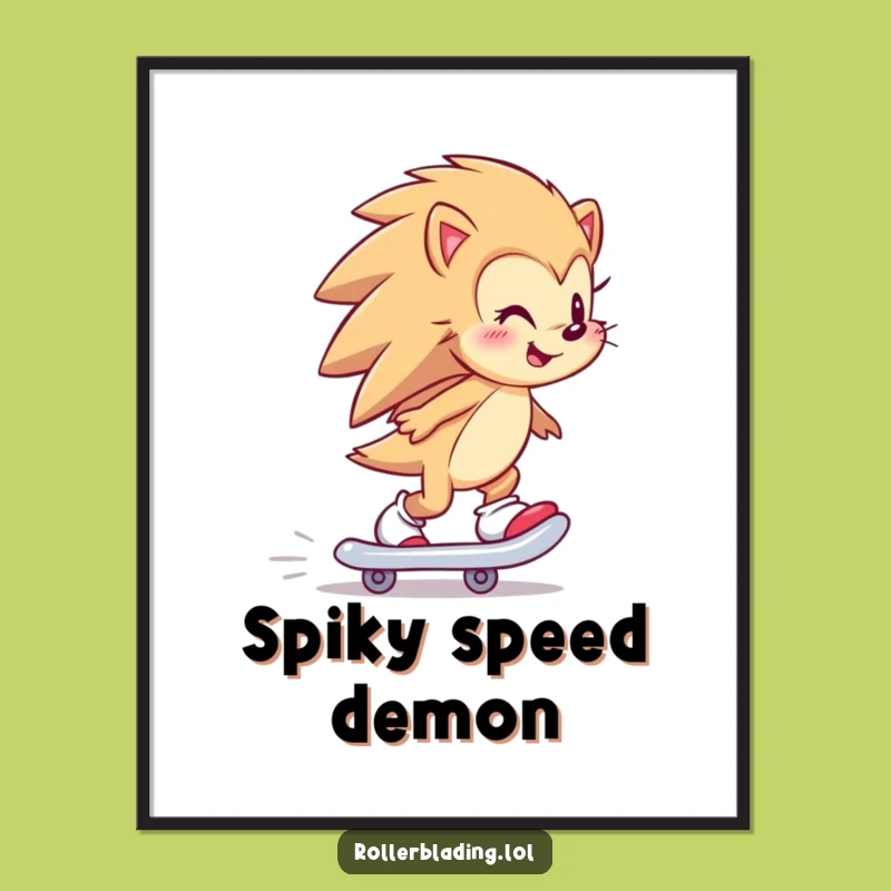 Funny Hedgehog Skater Digital Art: Hilarious Art for Instant Decor