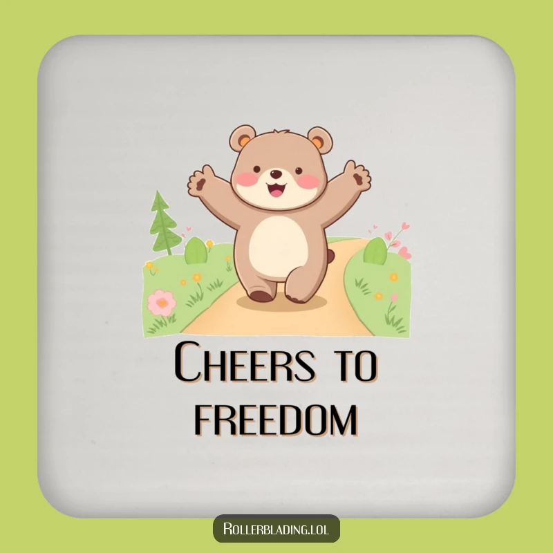 Funny Happy Bear Cruising Coasters: Protect Surfaces with Joyful Art