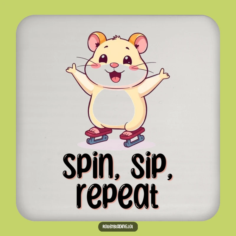 Funny Hamster Skating Coaster: Protect Your Surfaces with Style - Fun Gift