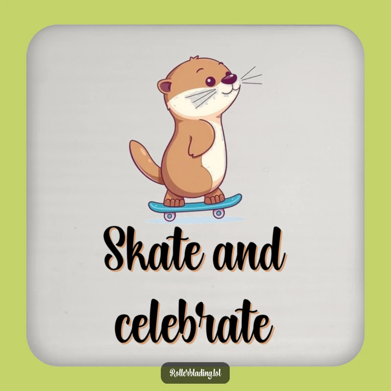 Funny Otter Skating Coaster Set: Protective Backwards Athlete Savers, Humorous Gift