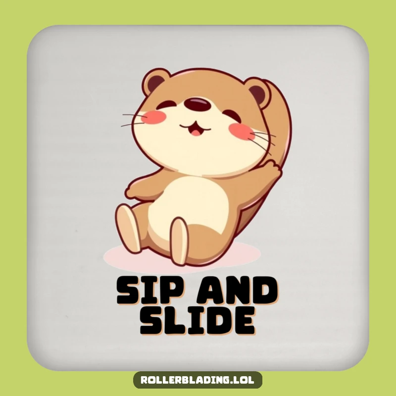 Funny Otter Sliding Drink Coaster - Playful Exaggerated Protector
