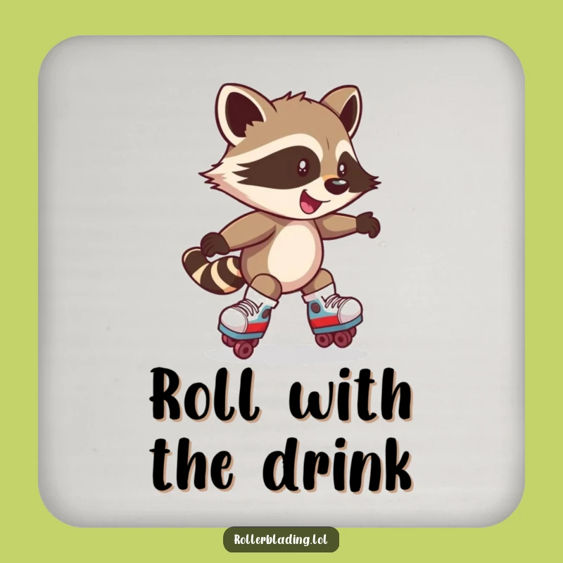 Funny Raccoon Skater Coaster: Protect Surfaces with Fun, Perfect Gift