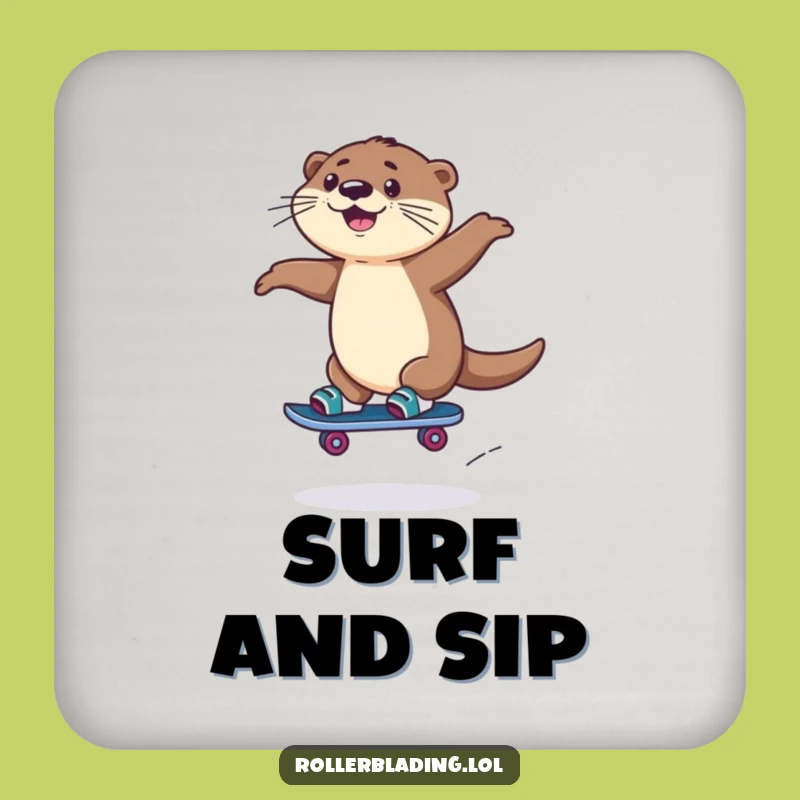Funny Rollerblading Otter Coaster: Protect Surfaces with Playful Otter Fun