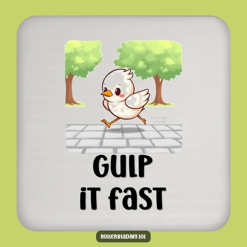 Funny Determined Bird Coaster: Fast-Paced Protection with Flair