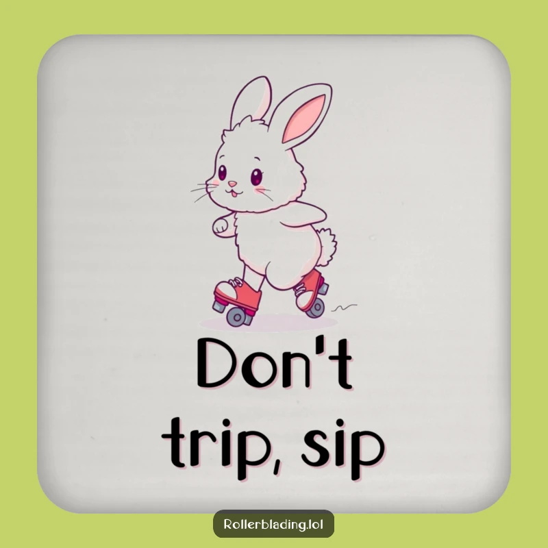 Protect Surfaces Funny Bunny Roller Skating Coaster: Adorable Drink Decor