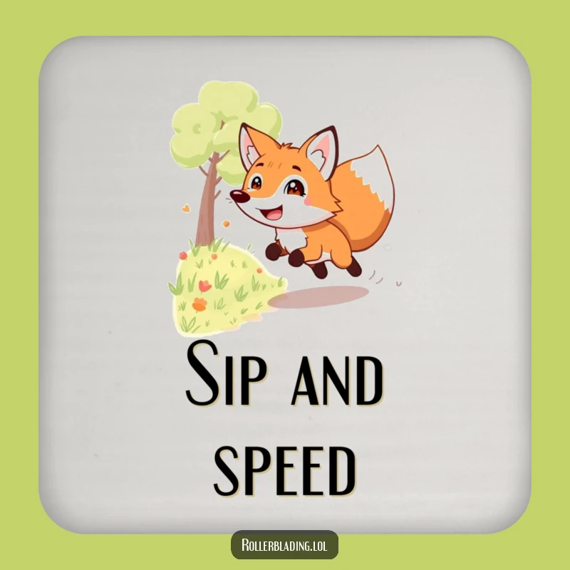 Funny Grinning Fox Coaster: Protect Surfaces with a Playful Speedster's Charm
