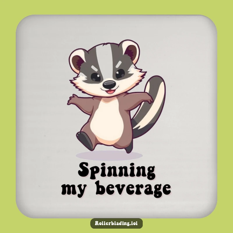 Funny Badger Spin Coaster - Whimsical Bar Gift, Protects Surfaces