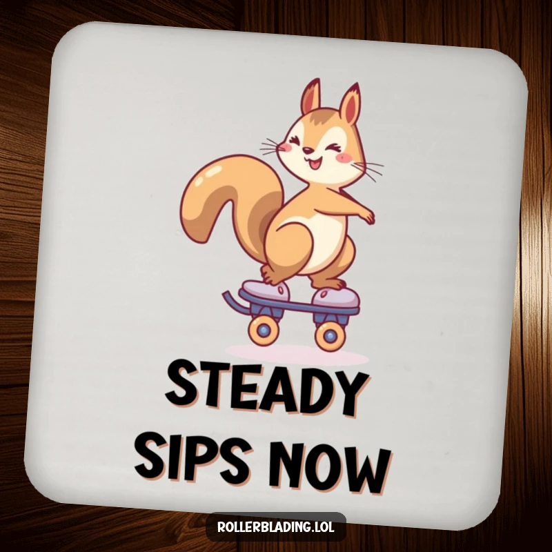 Funny Squirrel Roller Skate Coaster: A cheerful squirrel balances on one roller skate, adding a humorous and protective touch.