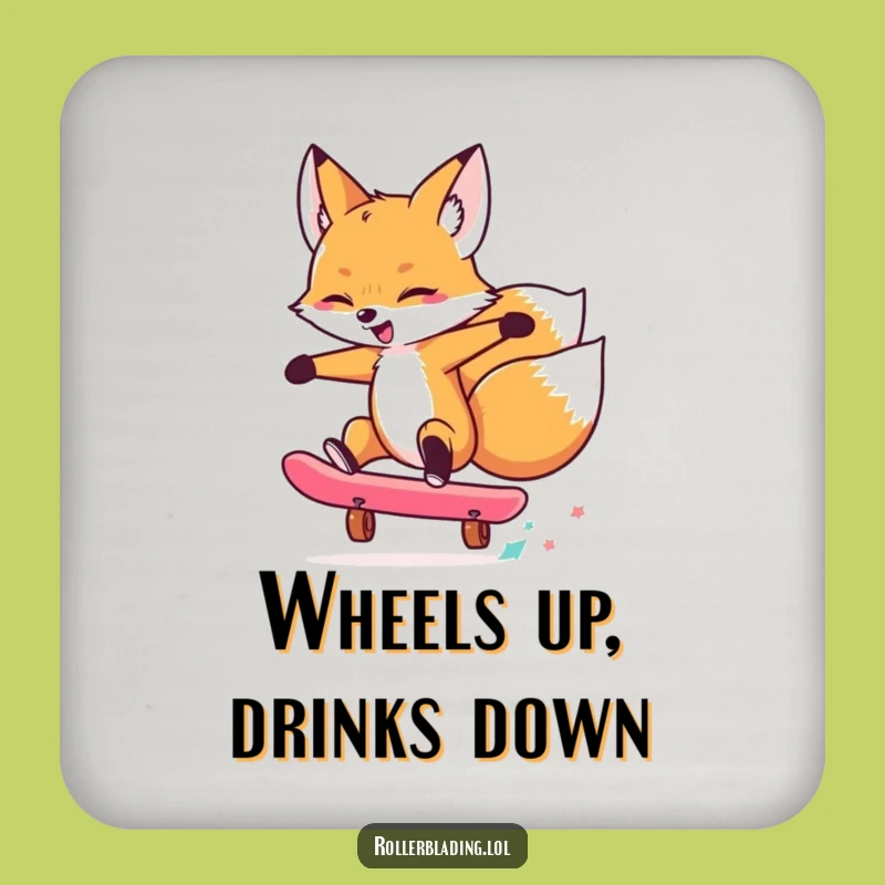 Funny Fox Skate Trick Drink Coaster: Protect Surfaces with Humor