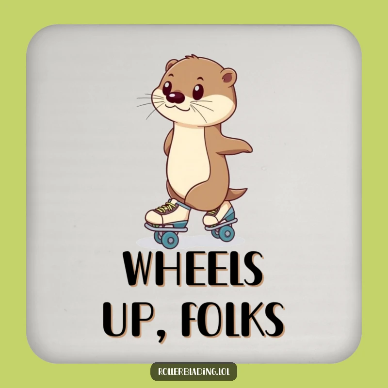Funny Otter Roller Skating Coasters: Protect Surfaces with Poise and Humor