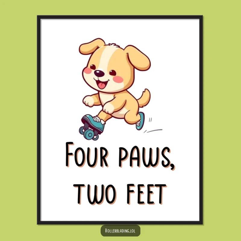 Funny Dog Roller Skating Poster: Pup's Graceful Moves, Hilarious Wall Art Gift!