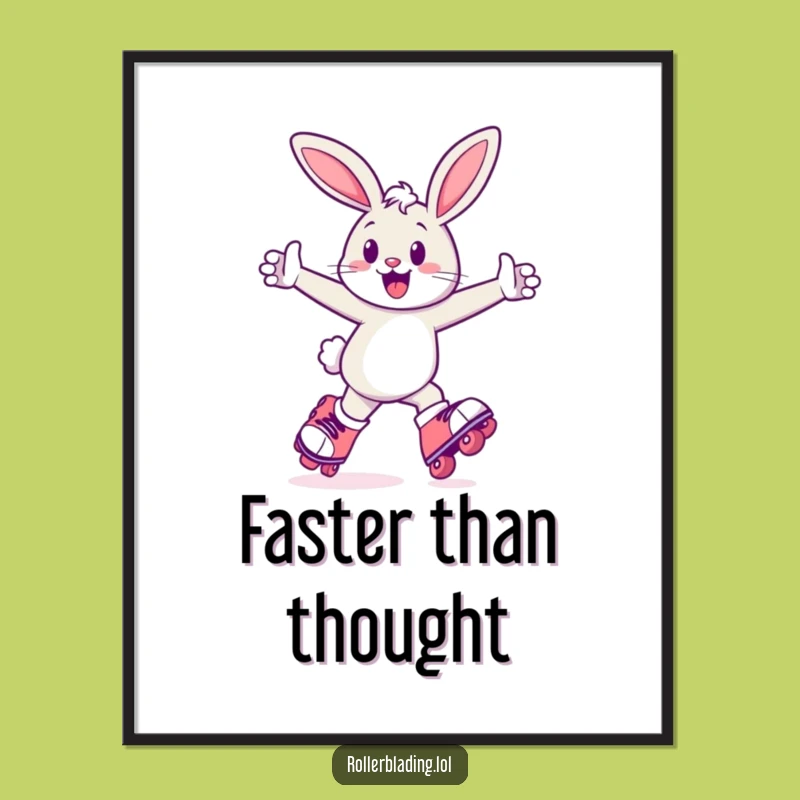 Funny Bunny Roller Skate Poster - Dynamic Wall Art Gift for Active Souls