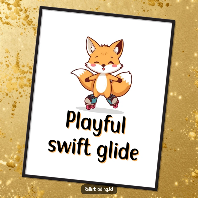 Funny Fox Poster: A print showcasing a curious fox doing a playful hop on roller skates, adding a dynamic and humorous element.