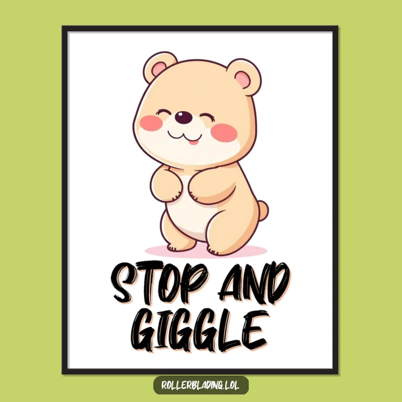 Funny Giggling Bear Poster: Hilarious Wall Art of Joyful Wobbles