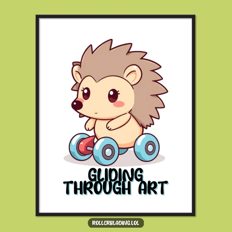Funny Hedgehog Roller Skater Poster: Smooth Gliding Wall Art