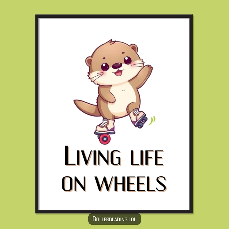 Funny Otter Roller Blade Art Poster: Add Action and Humor to Walls