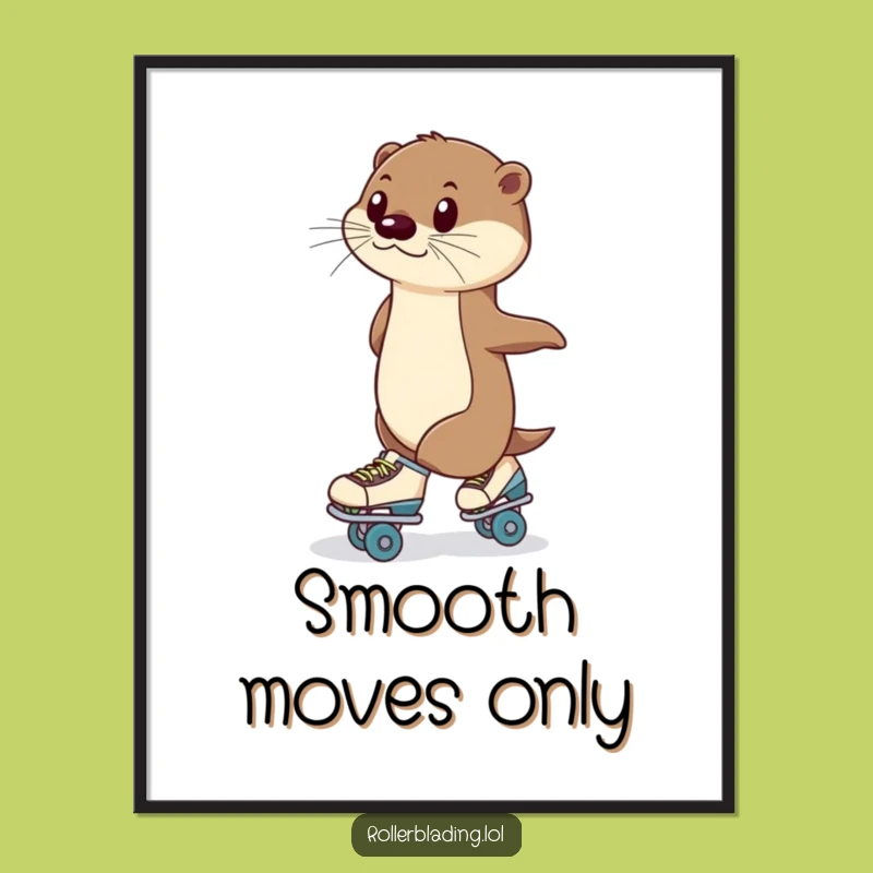 Funny Otter Roller Skating Poster: Poised Art for a Hilarious, Stylish Space