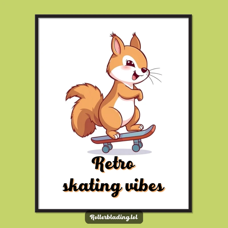 Funny Proud Squirrel Skating Poster: Confident Backwards Art