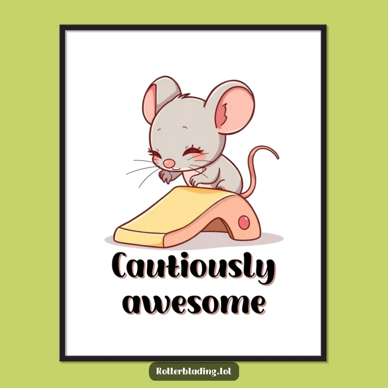 Funny Shy Mouse Sliding Poster - Cautious Pet Wall Art, Gift