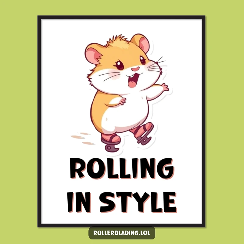 Funny Skating Hamster Poster: Decorate with Speed and Laughter with This Artwork