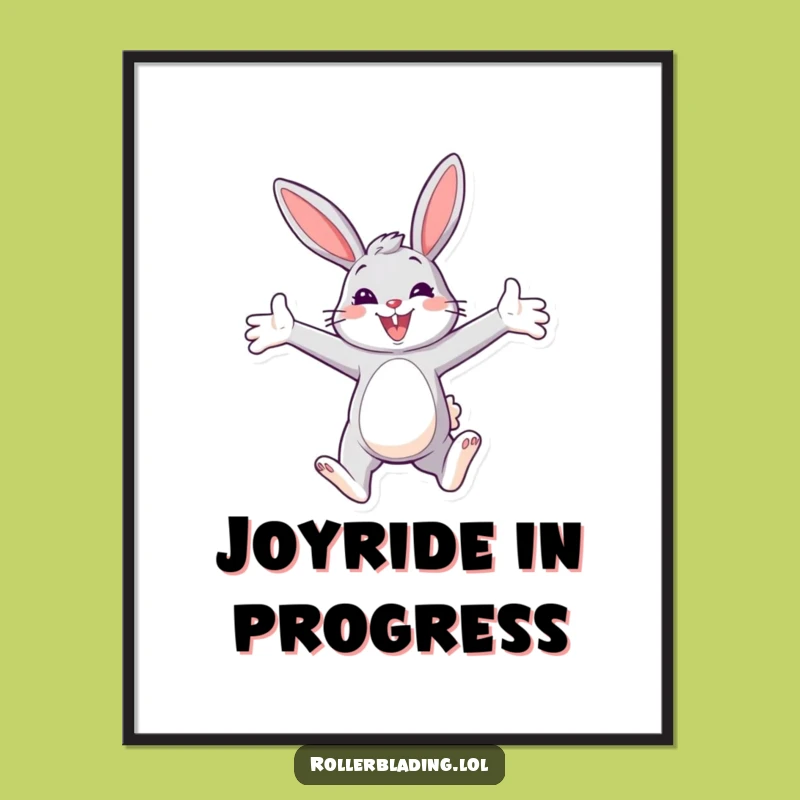 Funny Bunny Paraglider Poster: Joyful Flight Art Gift