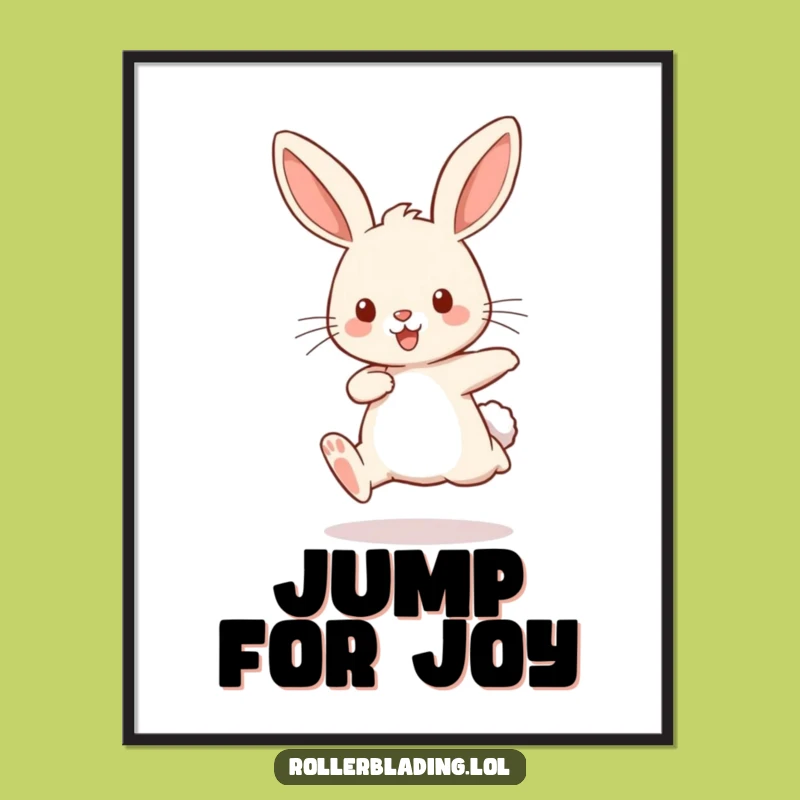 Funny Rabbit Jogging Poster - Bouncing Legs Wall Art, Gift
