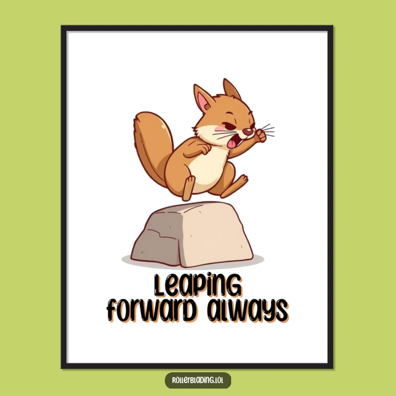 Funny Determined Squirrel Poster - Motivational Wall Art, Ambitious Gift