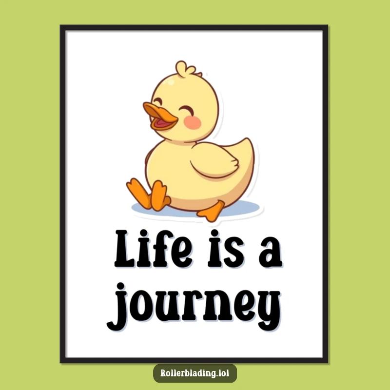 Funny Duck Roller Skating Poster: Wall Art for Happy Homes