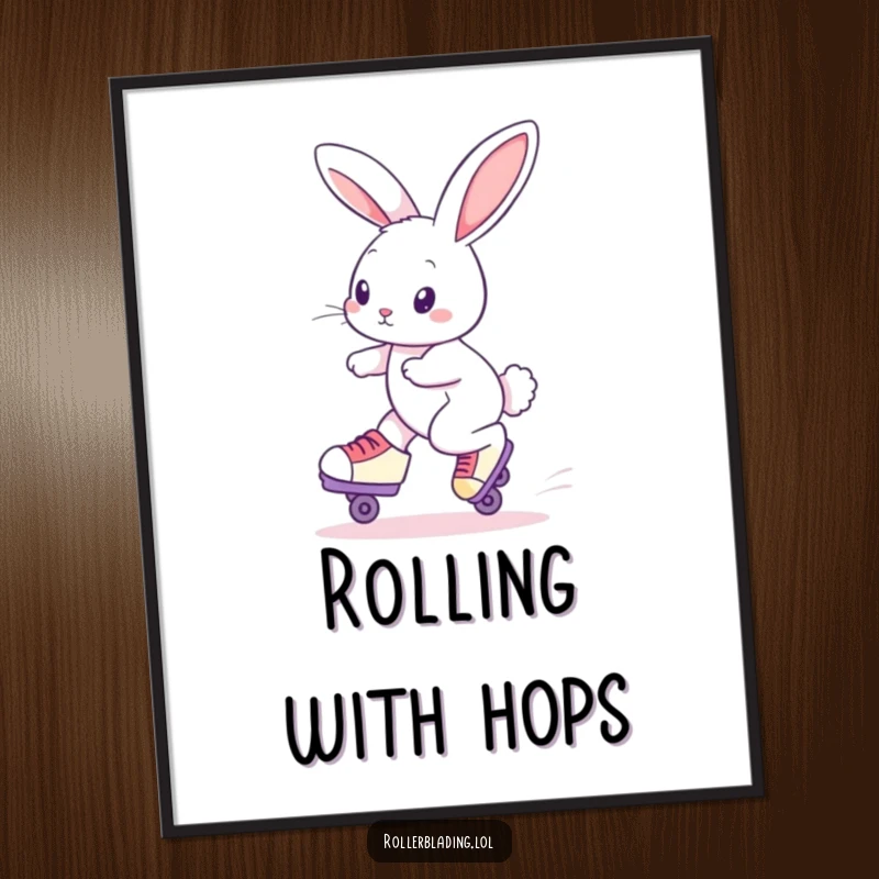 Funny Roller Skating Rabbit Poster: A curious rabbit skates with effortless grace, capturing a moment of pure, playful delight.