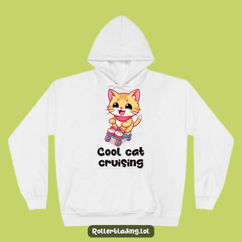 Funny Roller Skating Cat Hoodie: Cozy Up with a Joyful Feline's Smooth Moves