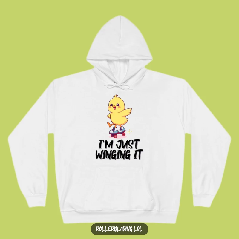 Cozy Funny Chick Roller Skating Jump Hoodie: Warm & Hilarious Skater Gift