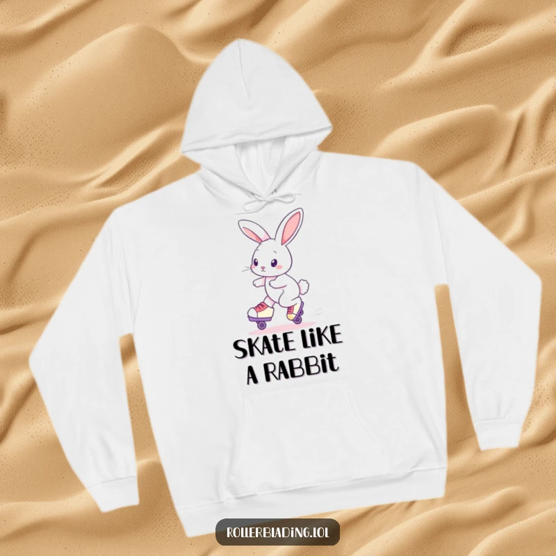 Funny Roller Skating Rabbit Hoodie: A curious bunny glides on roller skates, embodying fun and a spirit of adventure.