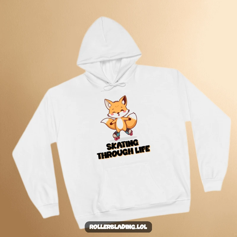 Funny Fox Hoodie: A soft hoodie with a curious fox doing a playful hop on roller skates, perfect for cozy rides.