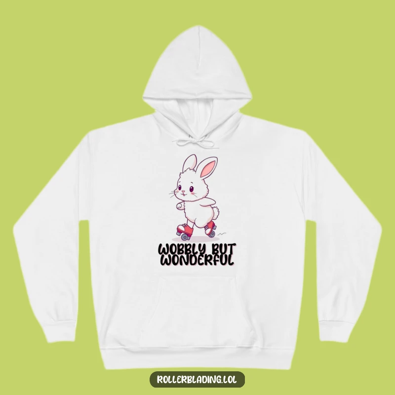 Cozy Funny Bunny Roller Skating Hoodie: Warm & Wobbly Comfort