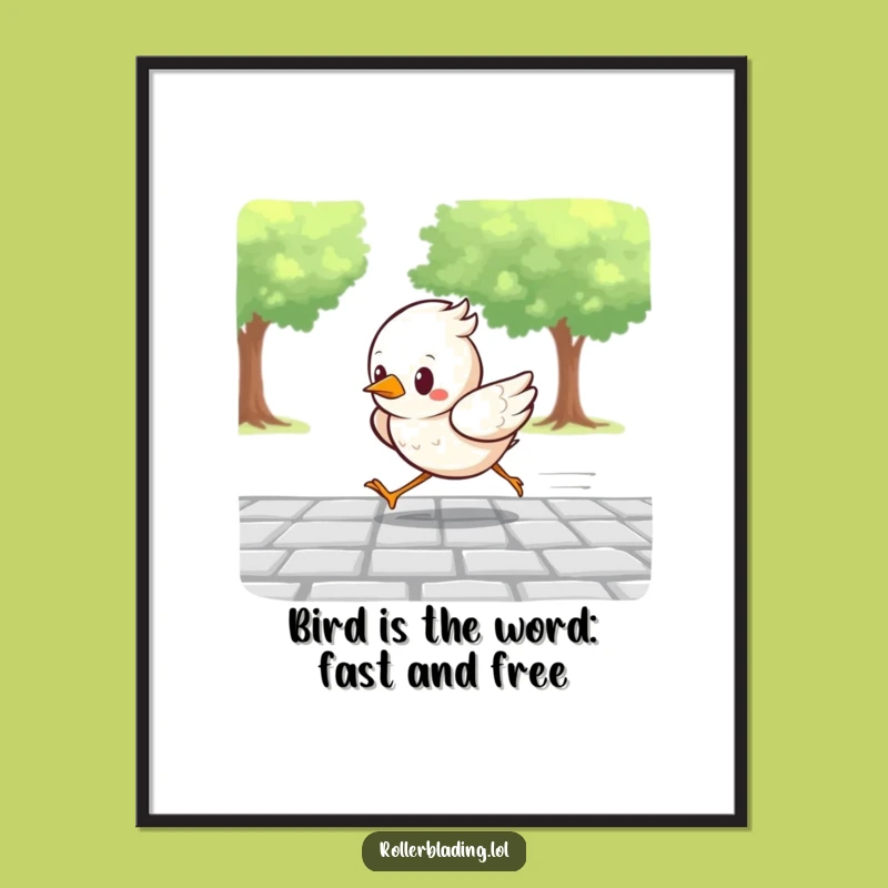 Free Printable Wall Art: Determined Bird Racer, Dynamic Downloadable Decor