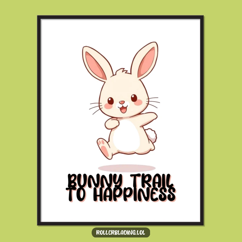 Free Printable Wall Art: Playful Rabbit Bouncing - Funny Downloadable Art for Energetic Decor
