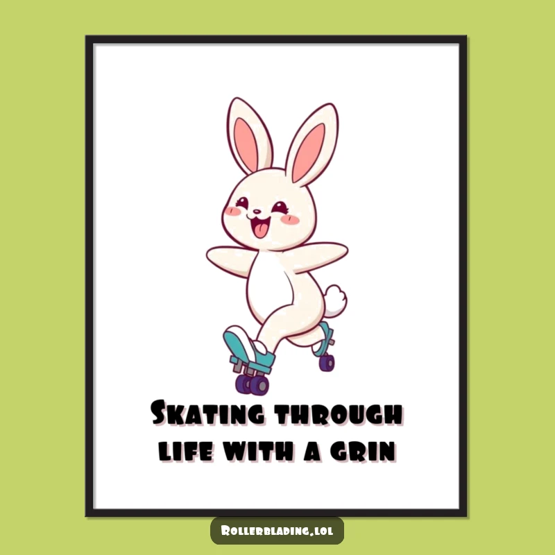 Free Printable Wall Art: Adorable Bunny Skater, Charming Downloadable Decor!