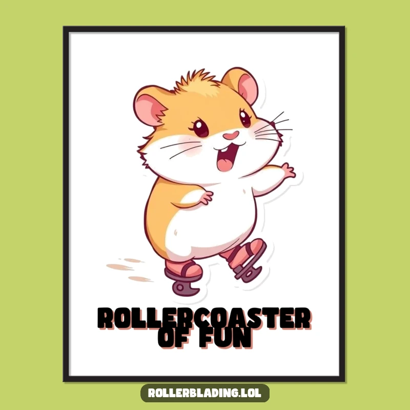 Free Printable Wall Art: Skating Hamster Joy, Funny Downloadable Art for Playful Decor