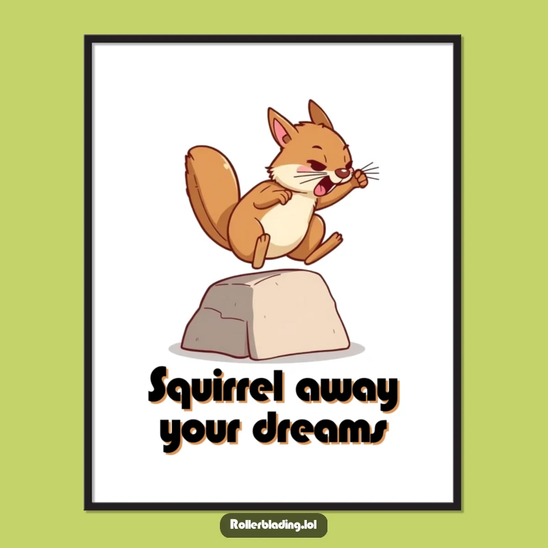 Funny Free Printable Squirrel Wall Art: Determined Jump, Downloadable Decor