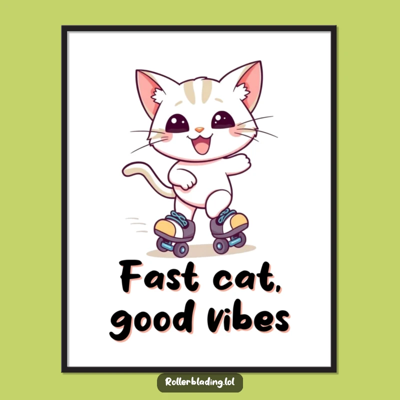 Funny Free Printable Wall Art: Cat Skater Zooming, Hilarious DIY Downloadable Decor