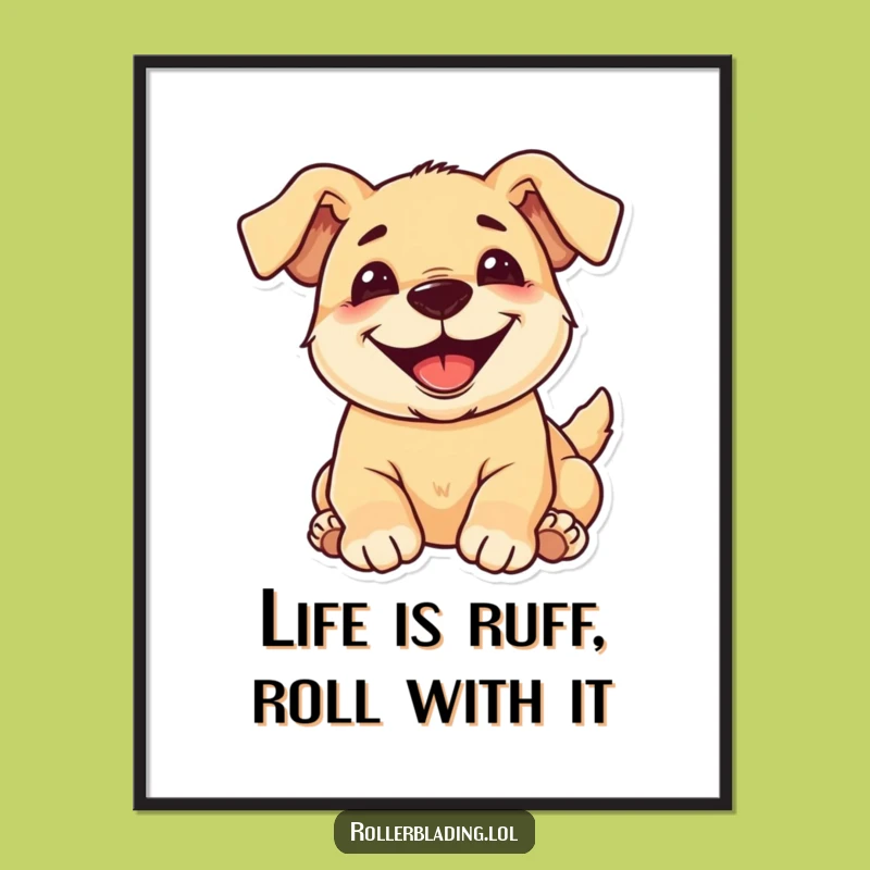 Free Printable Wall Art: Happy Pup Rolling Downloadable Gift!