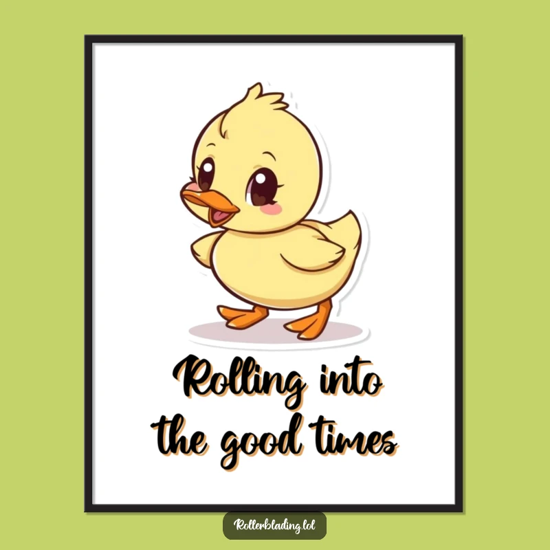 Funny Free Printable Wall Art: Determined Duck Rolling Forward, Downloadable Decor