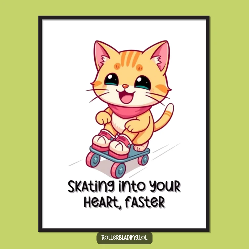Funny Free Printable Wall Art: Roller Skating Cat Decor, Hilarious Downloadable Art for Any Room