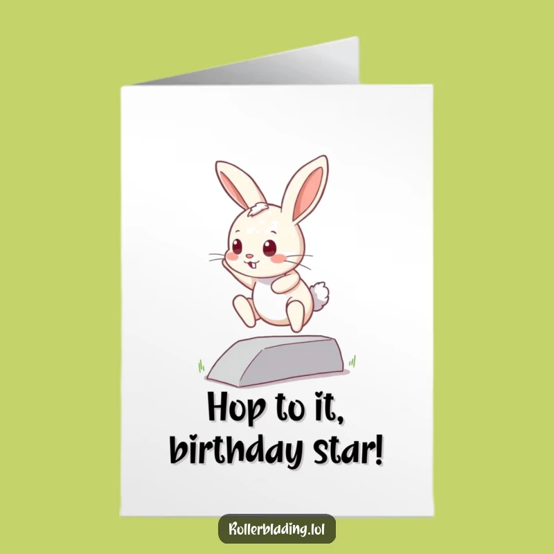 Free Printable Birthday Card: Brave Bunny Jump, Humorous Downloadable Gift for Little Leaps