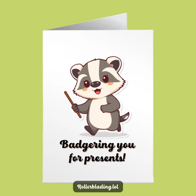 Free Printable Birthday Card: Funny Badger Cruising - Instant Download