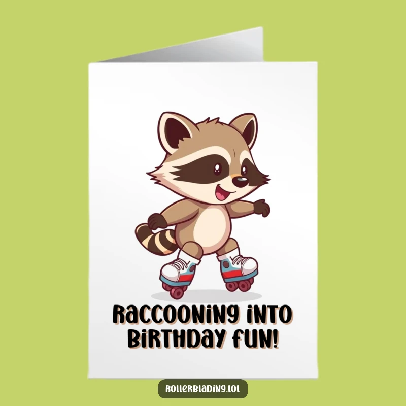 Free Printable Birthday Card: Raccoon Skater, Funny Fun, Downloadable Gift!