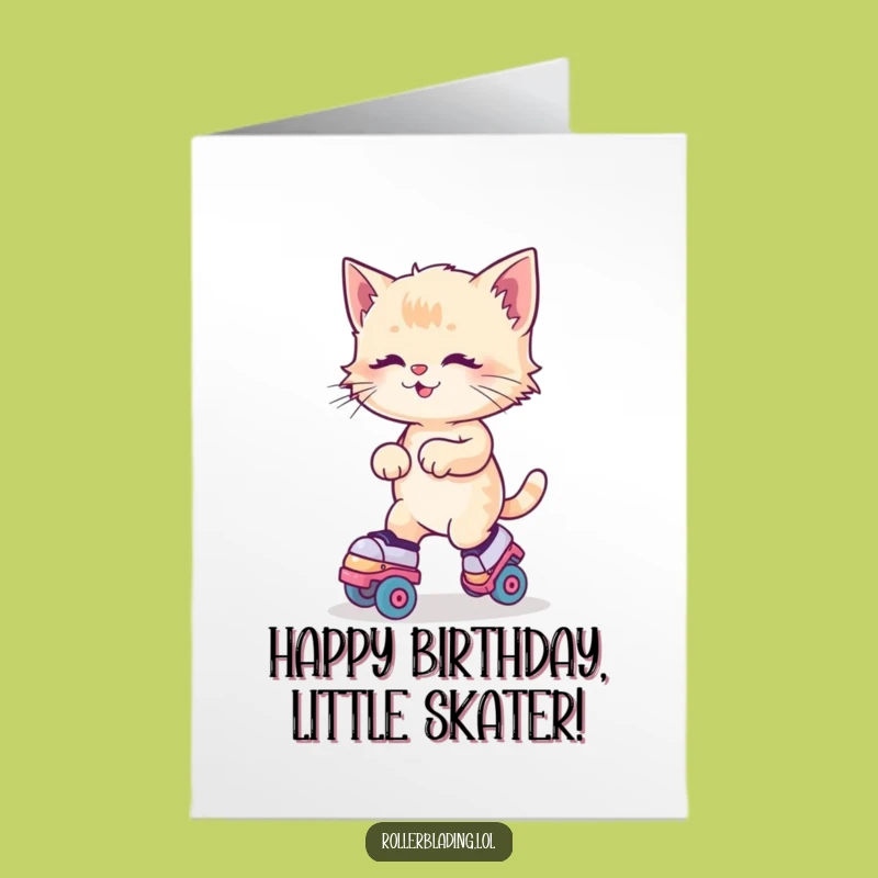 Free Printable Roller Skating Kitten Birthday Card Funny Downloadable Gift